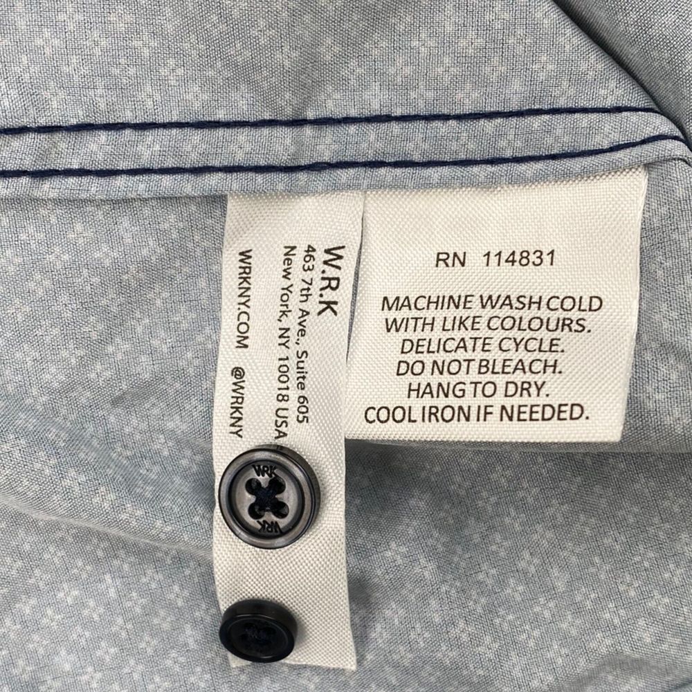 W.R.K Work Rest Karma Men's Small Medallion 4 Way Stretch Button Shirt Blue - Picture 13 of 14
